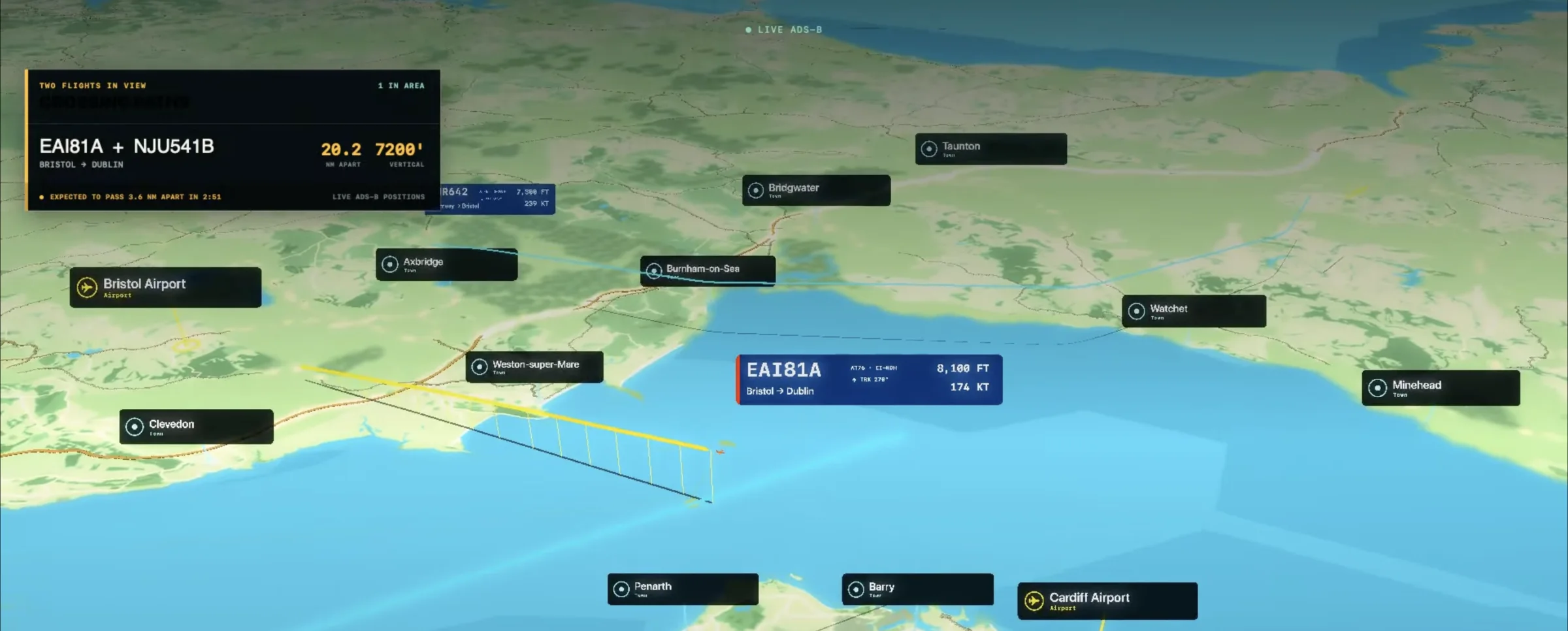 A still from the Planecaster UK 3D flight stream